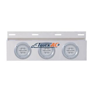 Stainless Top Mud Flap Plate With 3X 21 LED 4" GloLight & Bezels - Red LED/Clear Lens (Each) - United Pacific 61861