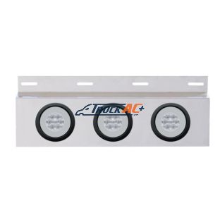 Stainless Top Mud Flap Plate With 3X 21 LED 4" GloLight & Grommets - Red LED/Clear Lens (Each) - United Pacific 61961