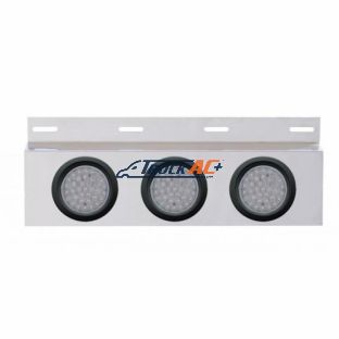 Stainless Top Mud Flap Plate With 3X 36 LED 4" Lights & Grommets - Red LED/Clear Lens (Each) - United Pacific 63703