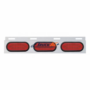 Stainless Top Mud Flap Plate With Three 12 LED Lights & Grommet - Red LED/Red Lens (Each) - United Pacific 63712