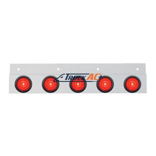Stainless Top Mud Flap Bracket With 5X 6 LED 2" GloLight & Grommets - Red LED/Red Lens (Each) - United Pacific 63797