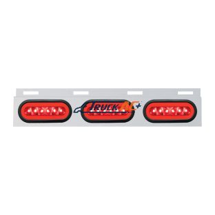 Stainless Top Mud Flap Bracket With 3X 22 LED 6" Oval GloLight & Grommets - Red LED/Red Lens (Each) - United Pacific 63818