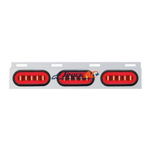 Stainless Top Mud Flap Bracket With 3X 22 LED 6" Oval GloLight & Grommet - Red LED/Clear Lens (Each) - United Pacific 63819