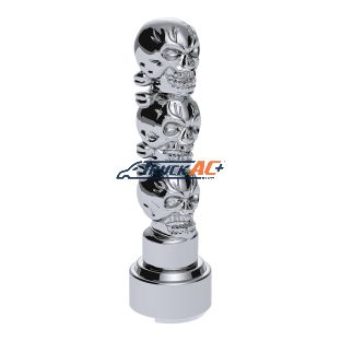 Thread-On 3-Skulls Gearshift Knob With Adapter For Eaton-Fuller 9/10 Speed Shifter-Chrome - United Pacific 70547