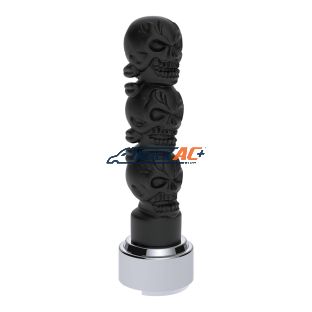 Thread-On 3-Skulls Gearshift Knob With Adapter For Eaton-Fuller 9/10 Speed Shifter-Matte Black - United Pacific 70548