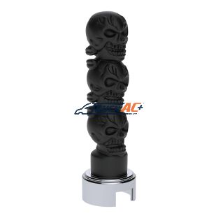 Thread-On 3-Skull Gearshift Knob With Adapter For Eaton-Fuller 13/15/18 Speed Shifter-Matte Black - United Pacific 70549