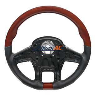 18" YourGrip Leather And Wood Steering Wheel For 2012-2021 Peterbilt 579 & 2013-2021 Kenworth T680 - United Pacific 88190