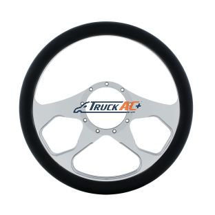 14" Chrome Aluminum 4 Spoke Boss Style Steering Wheel With Black Engineered Leather Grip - United Pacific 88301