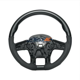 18" YourGrip Leather & Wood Candy Color Steering Wheel For 2012-2021 PB 579&2013-2021 KW T680-Glossy Black - United Pacific 88345