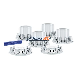 Dome Axle Cover Combo Kit With 33mm Standard Thread-On Nut Covers & Nut Cover Tool - Chrome - United Pacific 10305