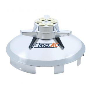 6 Uneven Notched Stainless Front Hubcap With Gun Cylinder Spinner - 1" Lip - United Pacific 20196