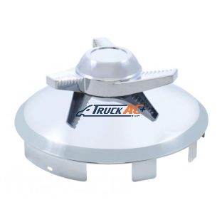 6 Uneven Notched Stainless Front Hubcap With 3 Bar Left Swing Spinner - 1" Lip - United Pacific 21121