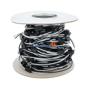 100 Count 2-Prong Male Bullet Plugs 16G Wire Harness Roll - 100' W/12" Lead Between Plugs - United Pacific 34241