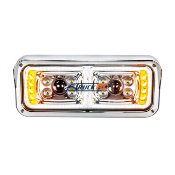 10 High Power LED "Chrome" Projection Headlight With LED Turn Signal & Position Light Bar - Passenger - United Pacific 35824