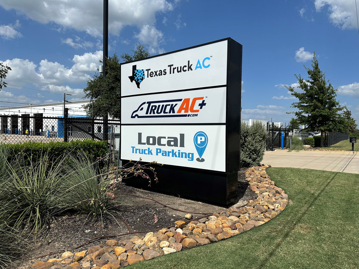 TruckAC+ sign at the Cleveland Road entrance in Dallas, Texas